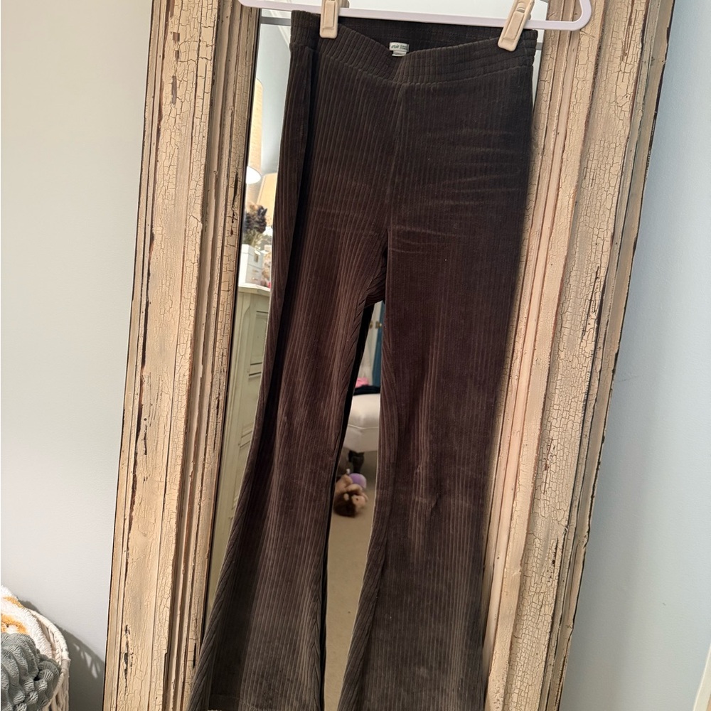 Dark Green Corduroy Flare Pants